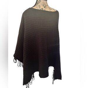 Chic Black Women's Poncho by La Madona